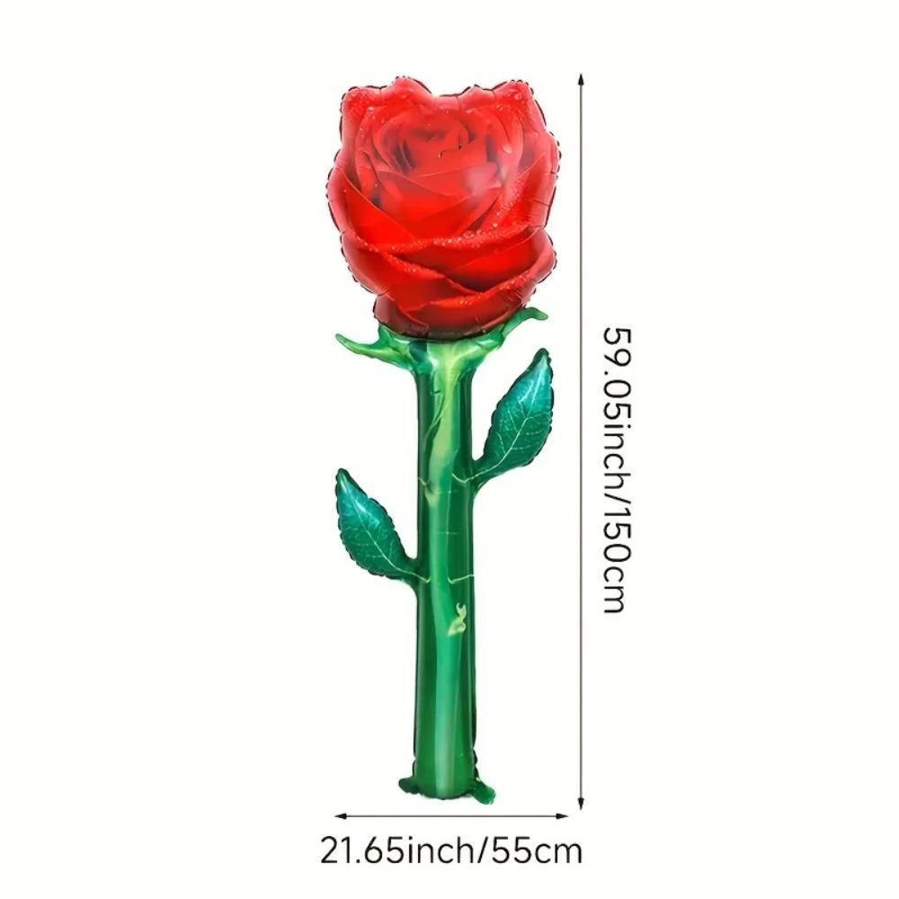 Hand-held Aluminum Film Rose Balloon Large Size Red Color Balloon Simulation Design Foil Balloon Mother's Day