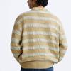 Zara Loose Comfortable Striped Round Neck Long Sleeve Knit Sweater Men sweater Beige 6771402-450