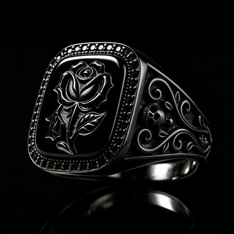 New Gun Black Ring, Rose Gold Retro Women s Dark Style Jewelry no. 6