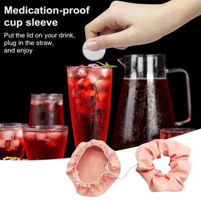 Elastico Scrunchie Copribevanda Prevenzione Drogaggio Bevande Riutilizzabile Antipolvere Elastico per Capelli con Coperchio per Tazza Bevanda Birra Acqua Donna Ragazza Studenti Universitari Regalo