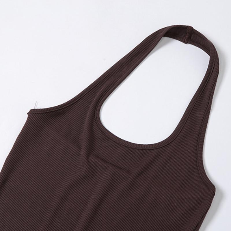 Gothic Grunge Y2k Kombinezon Nowy Damski Jednolity Kolor Seksowny Dekolt Halter Krótkie Kombinezony Moda Odkryte Ramię Casual Bez Rękawów Odzież