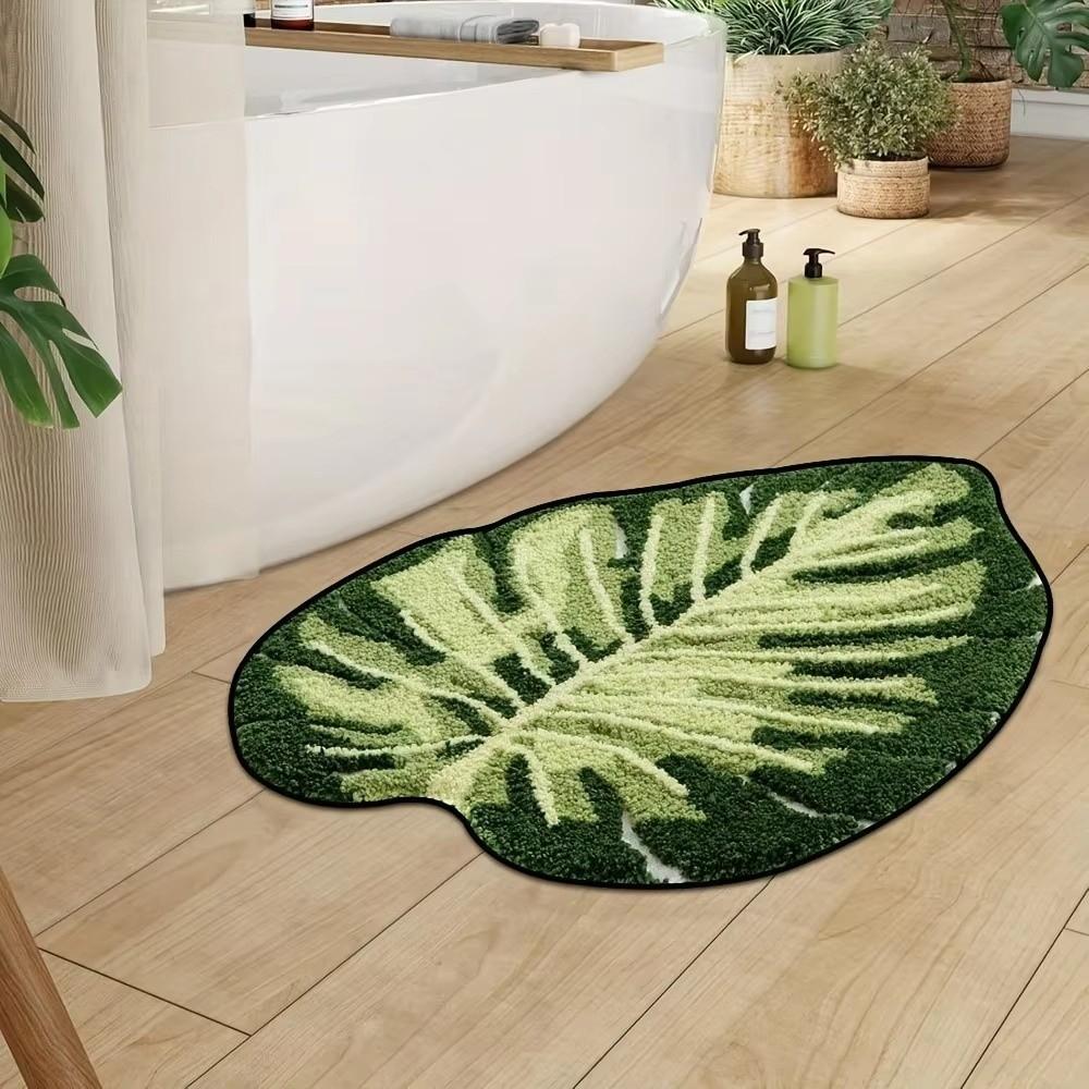 Tappeto in Peluche a Foglia Antiscivolo in TPR Morbido Tappetino Assorbente per Acqua Tappetino per Piedi Tappeto da Comodino Zona Comodino