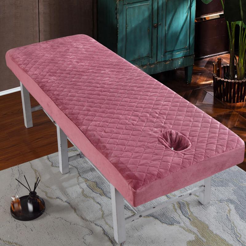 

Velvet Beauty Salon Bed Fitted Sheet Elastic SPA Treatment Massage Table Bedspread Cover Quilted Bed Cover With Face Hole 190x80cm