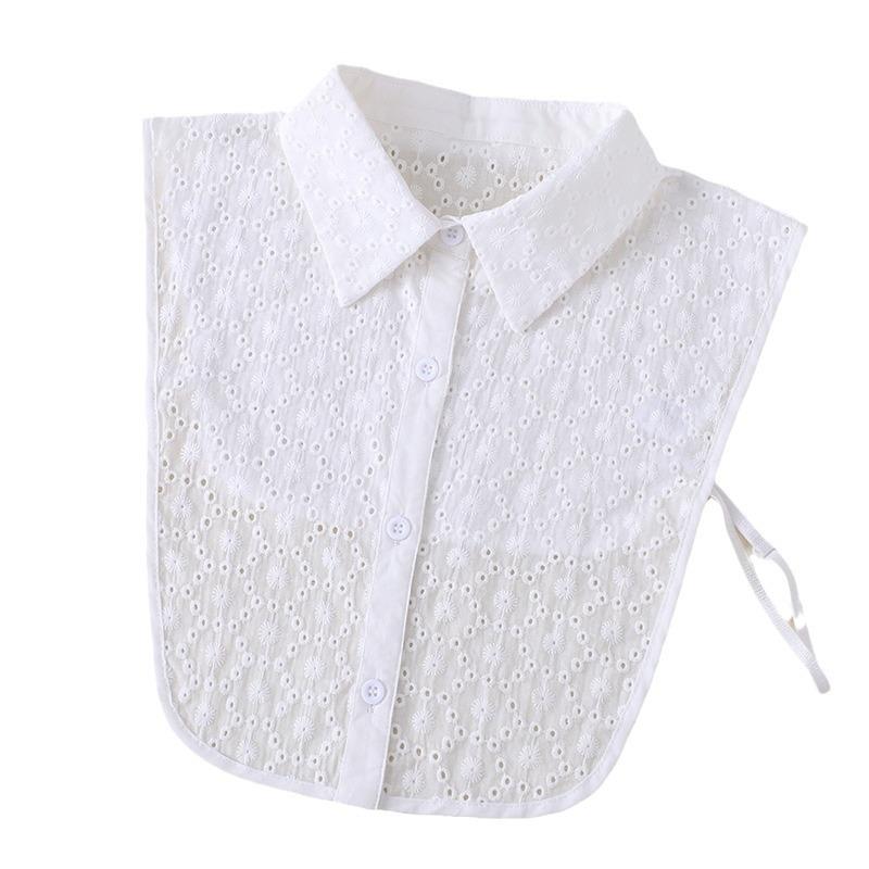 Falscher Kragen Damen Spitzkragen Jacquard Rundhals Pilzkante Damenkragen Hemd Stehkragen Baumwolle Weiß B528
