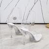 Women 11cm High Heels 1cm Platform Sandals Lady Clear Heels Gladiator Strappy Non -Slip Sandles Transparent Summer Shoes