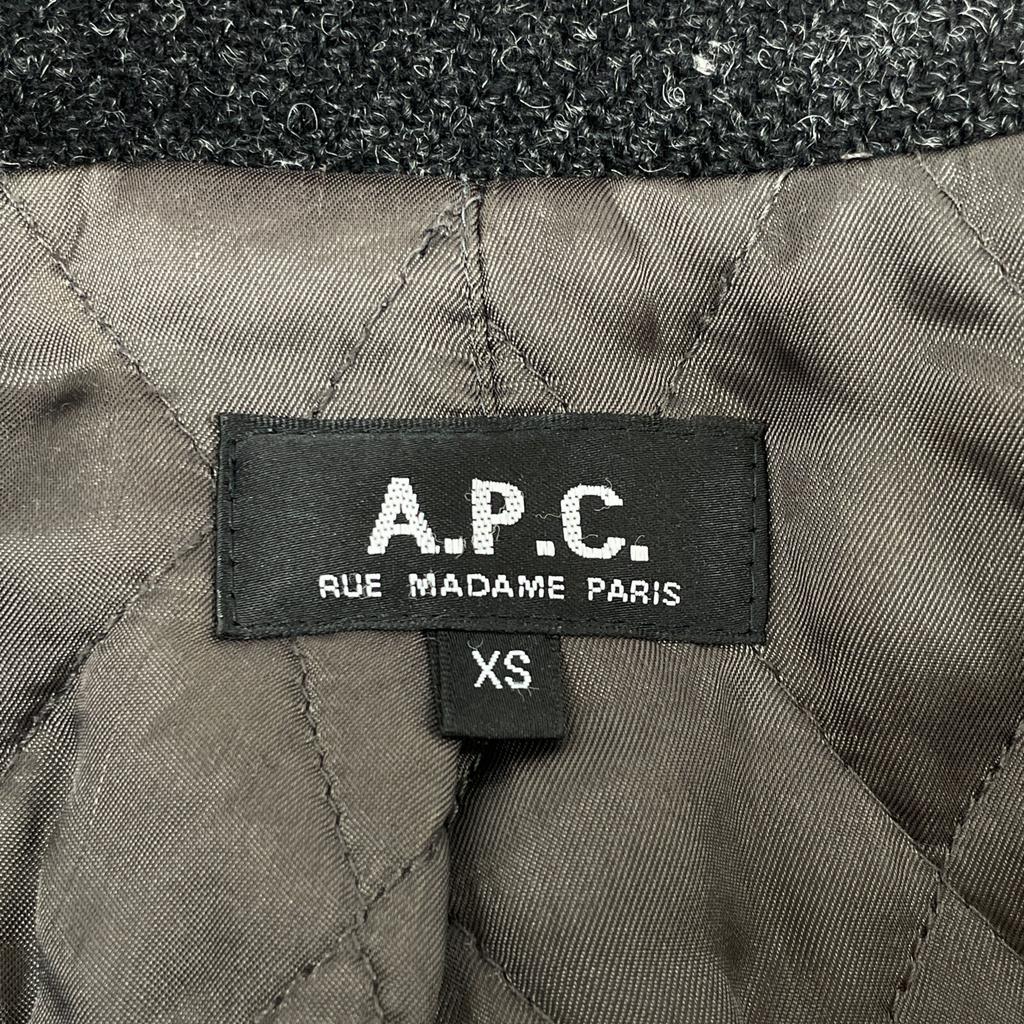 A.P.C. Charcoal Harris Tweet Double Coat coat XS grayUsed