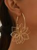 Fashion Flower Design Hoop Earrings, Trendy All-Match Jewelry for Party & Daily Wear