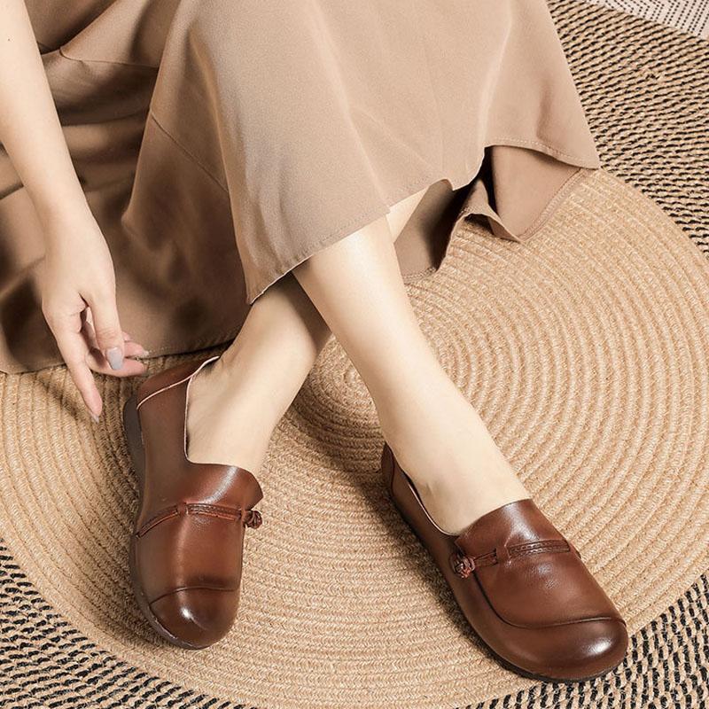 New Style Mother Shoes Genuine Leather Flats Shoes Soft Soles Comfortable Spring Autumn Women Shoes Leather Loafers WSH5242