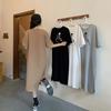 Spring and Summer Simple Temperament and Elegant Heart-print Large Size Loose Dress Casual Women Short-sleeved Going Out Dresses