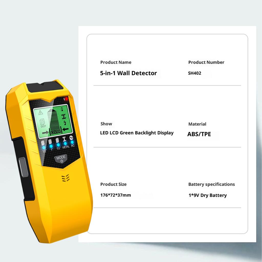 Handheld Wall Metal Detector Battery Powered Metal Detection Instrument Post Measuring Instrument for Metal Current Wire Wood