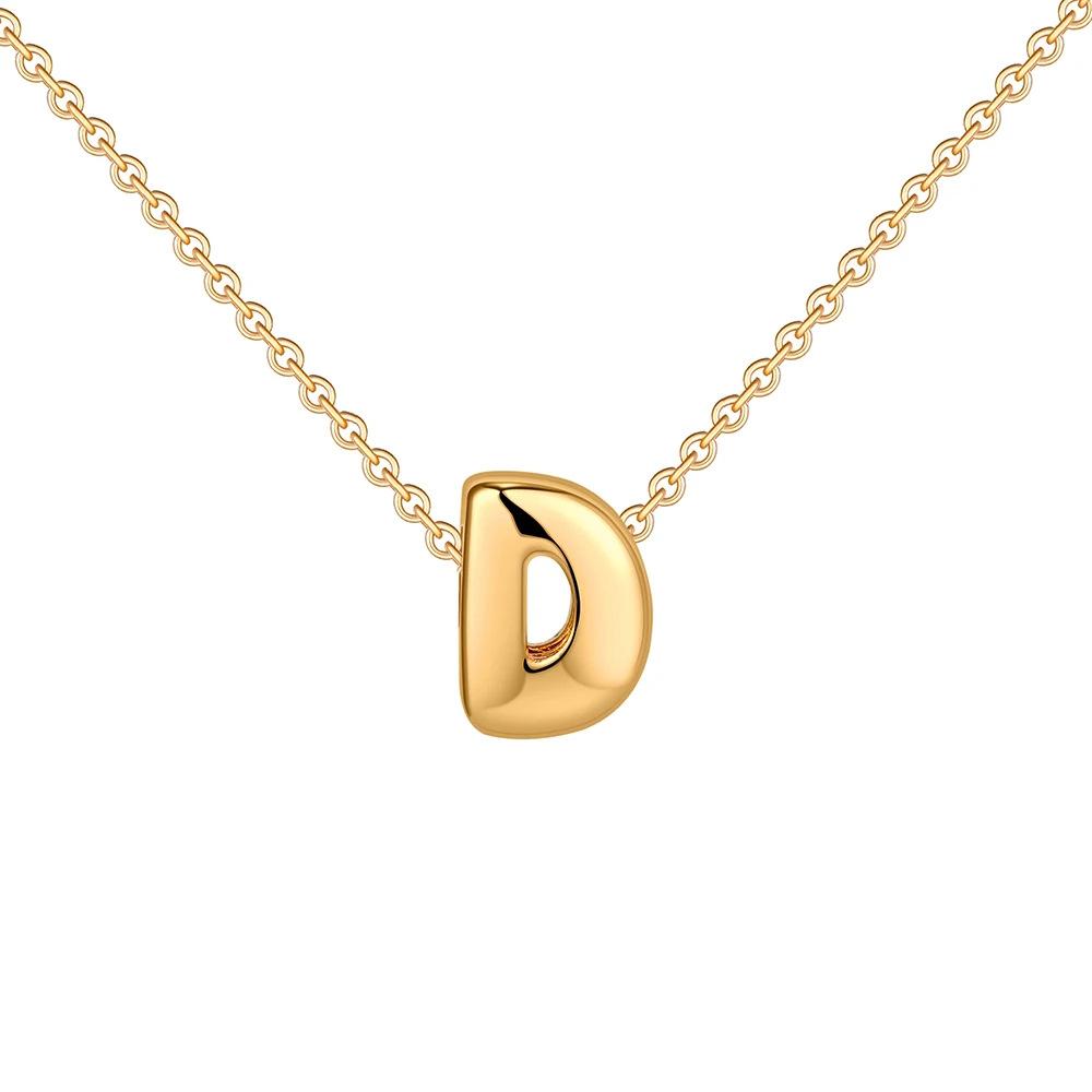 2pcs Fashion 26 Bubble Letter Necklace Gold Necklace