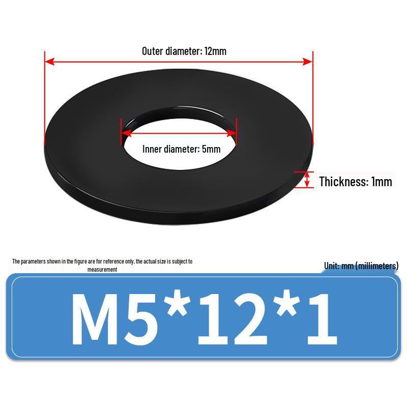 8.8 Grade Black Hardened High-Strength Oversized Flat Metal Spacer Washer (M2-M8)