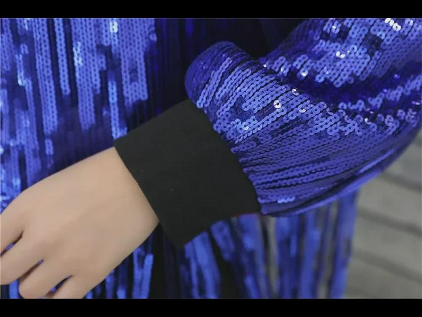 Trendy Sequined Glittering Jacket: Nightclub Stage Performance Top