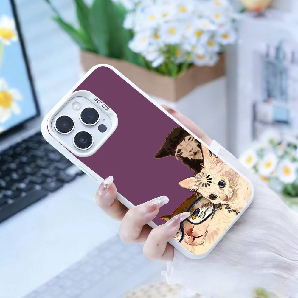 

Cute Funny animals Phone Case For iPhone17, 16,15,14,13,12 Pro Max Black Candy Matte Shockproof Cover iPhone11PROMAX