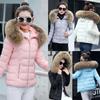 Jacket Parka Womens Fur Collar Hooded Short Slim Coat Quilted Outwear Winter