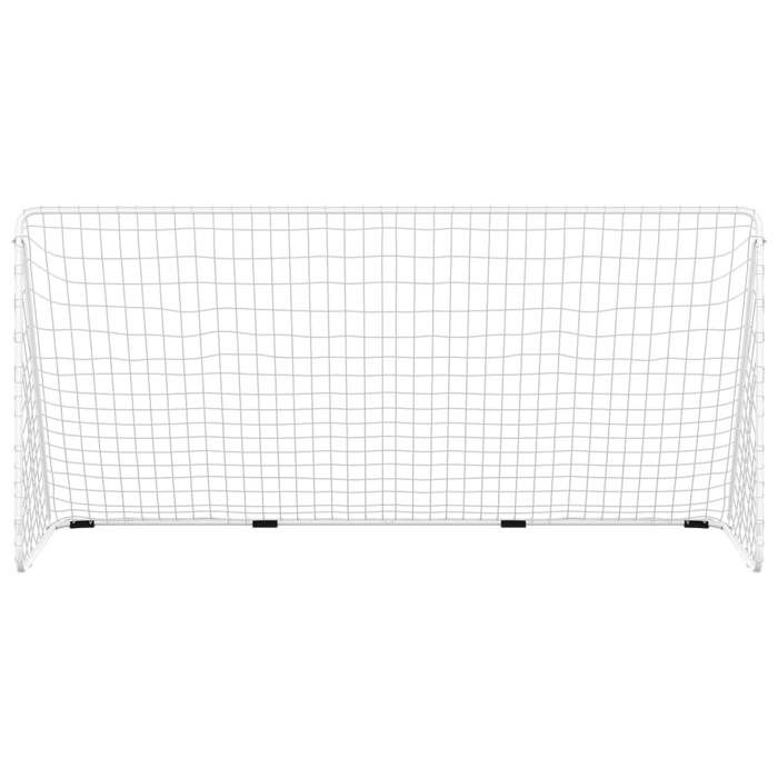 VidaXL But de Football avec Filet Cage de But de Football But de Sport Rebondisseur de Soccer Jardin Extérieur Blanc 93371