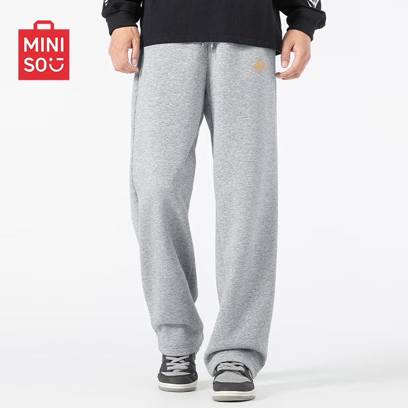 MINISO Men's Winter Plush-Lined Straight-Leg Sweatpants