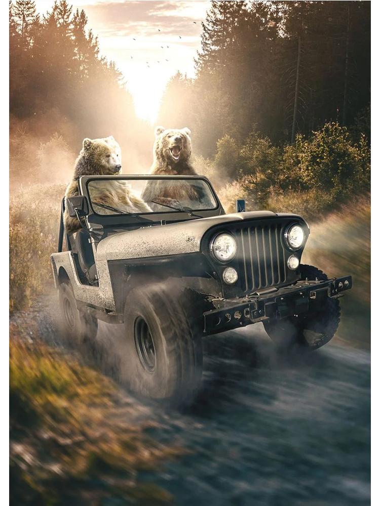 Fantasy Animals Lion Wolf Eagle Bear Tiger Urban Jungle Poster Canvas Painting Vintage Nordic Wall Art Living Room Home Decor