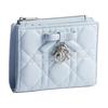 Lady Dior Dahlia Silver Metal Letter Accessories Cannage Bow Lambskin Wallet Women wallet blue S2605PUQA-M39Z