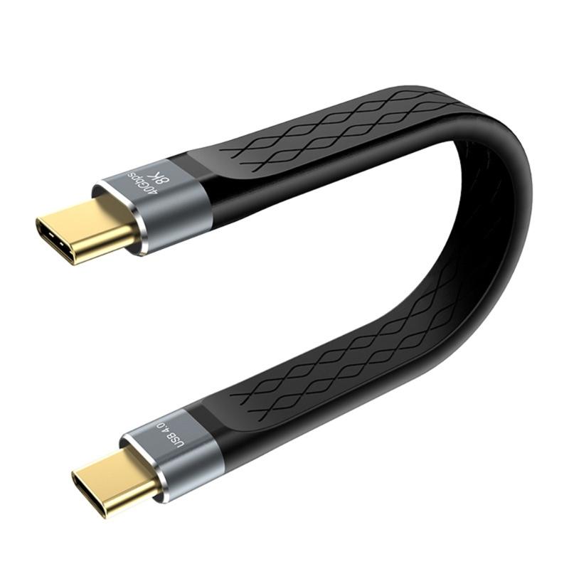 USB4 USB C Kabel Kurz 5,9 Zoll Flach 40Gbps Datenübertragung 240W Schnellladung Unterstützt 8K Video für Telefon Pad Geräte