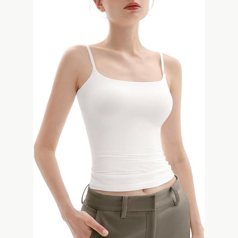 Solid Color Sleeveless Camisole Top Women's Solid Color Square Collar Sleeveless Sling Tops