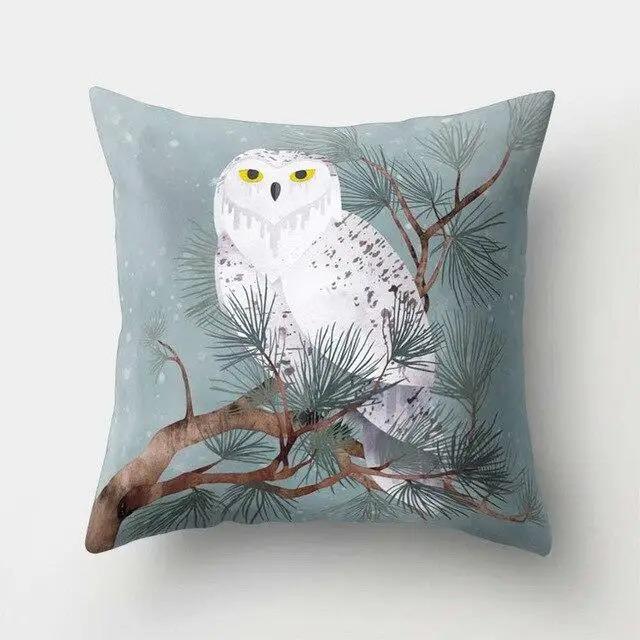 Cama Sofa Decorativa Funda de Cojín Decorativa Patrón de Búho Manta de Poliéster Funda de Cojín para Sala de Estar