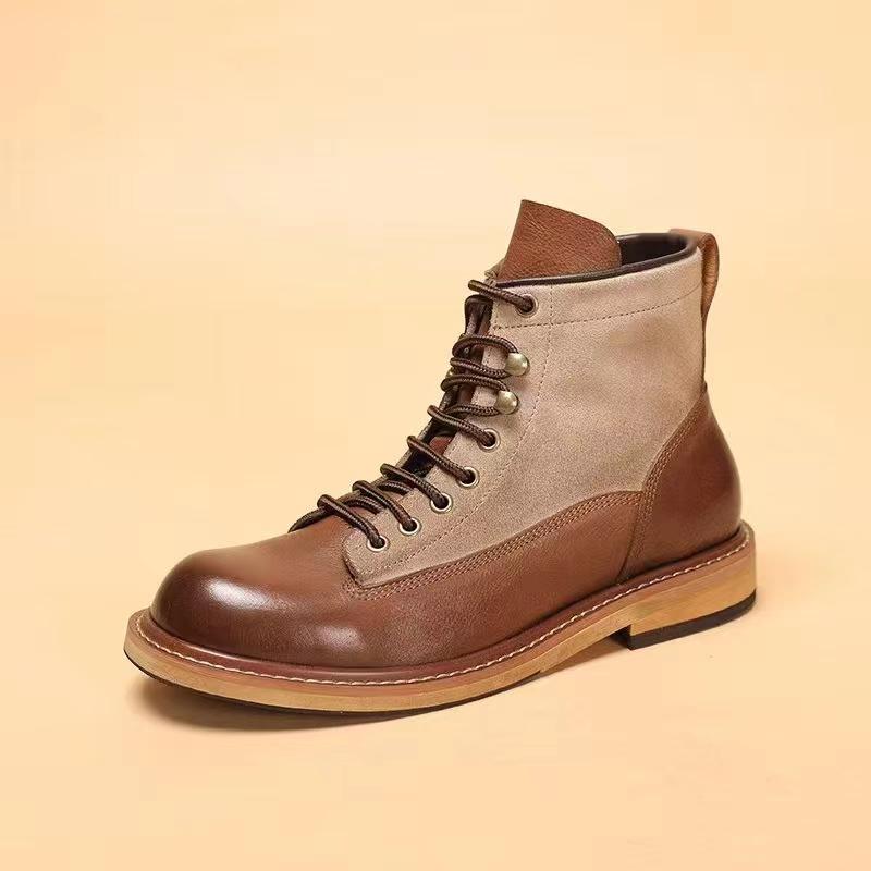Zapatos de Moda para Hombre retro marrón piel de vaca zapatos de hombre botas cortas casuales hechas cuero genuino Outdoor desertboots