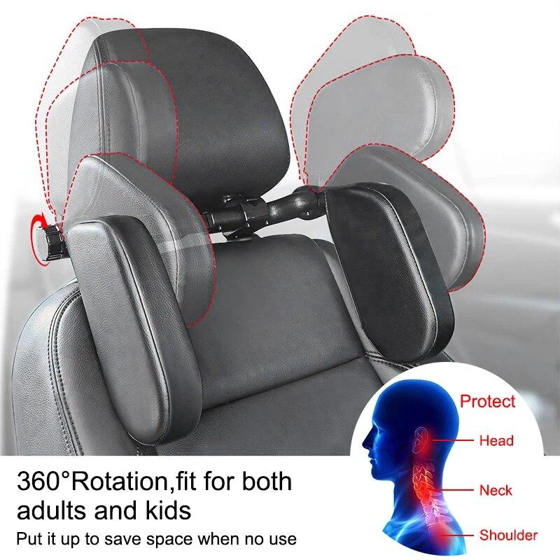 360 Degree Adjustable Car Headrest Pillow U-Shaped Car Seat Pillow for Kids Adults Car Travel Sleeping Head Neck Body
