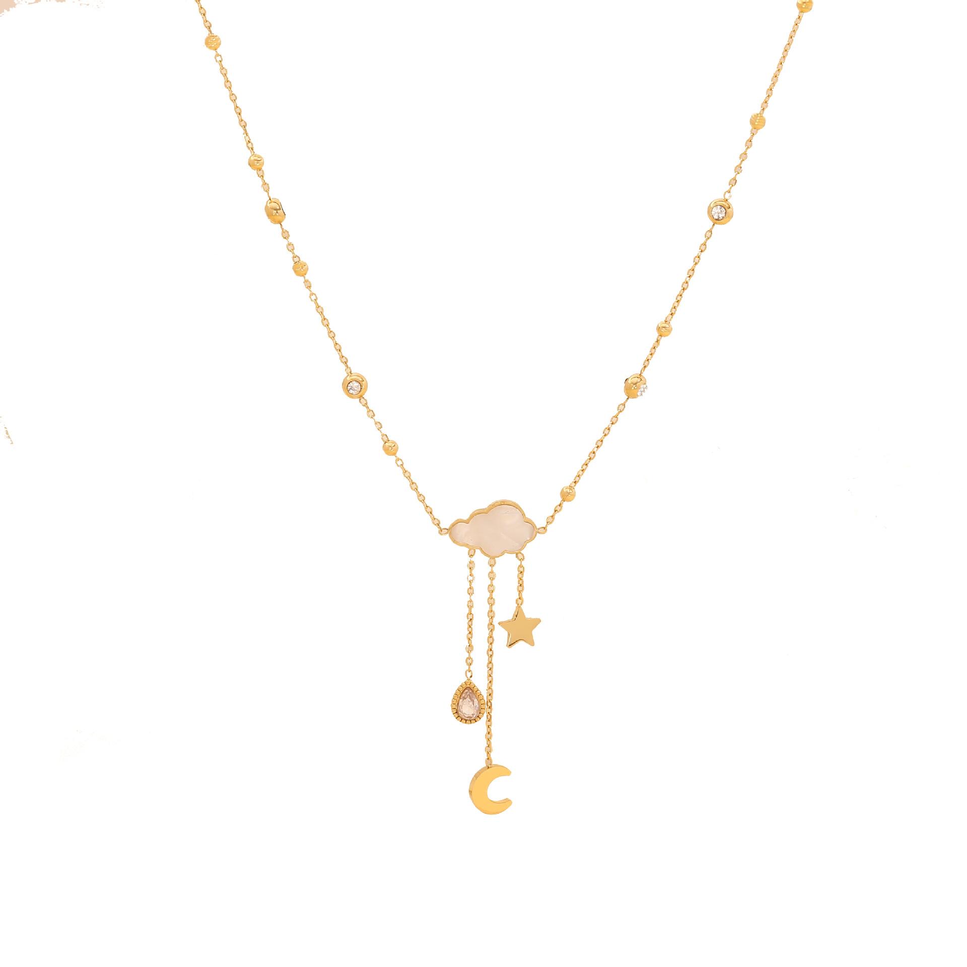 Euro-American style tassel auspicious cloud necklace, geometric irregular stainless steel pendant, jewelry exclusive supply