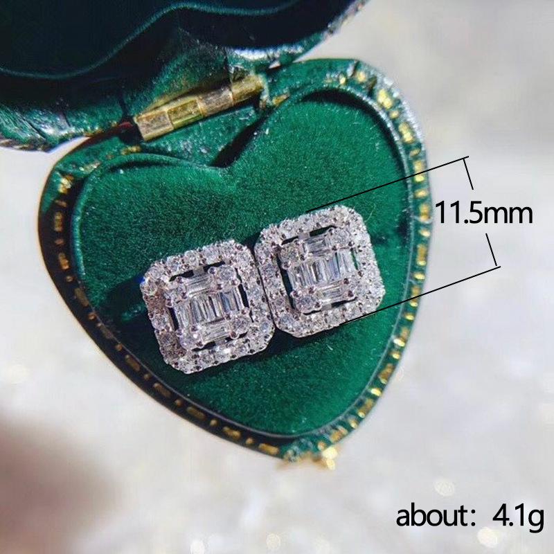 Cao Shi Luxury Zircon T-Square Diamond Earrings - Exquisite Valentine's Day Gift for Her.