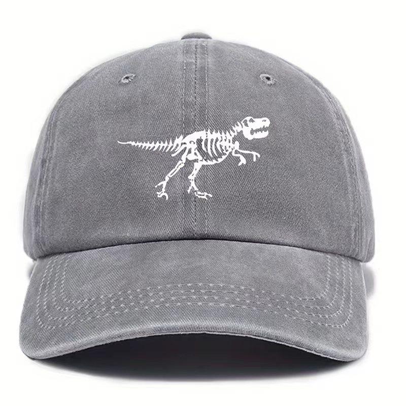 This stylish and casual dinosaur skeleton printed baseball cap is a must-have for both Unisex and Women when going out