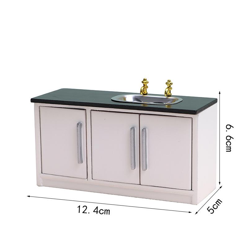 1:12 Dollhouse Miniature Kitchen Furniture Set: Stove and Sink Ornaments