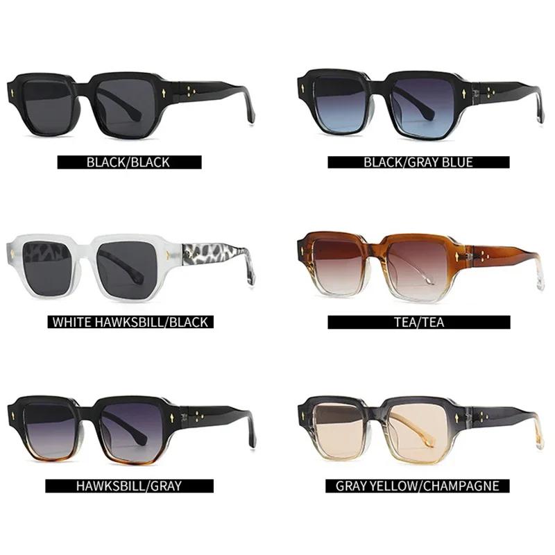  Women Rivets Square Sunglasses Fashion Men Shades UV400 Men Retro Sun Glasses