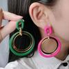 1 Pair Circle Stud Earrings Stitching Hollow Acrylic Hoop Splicing Drop Earrings Colorful Contrast