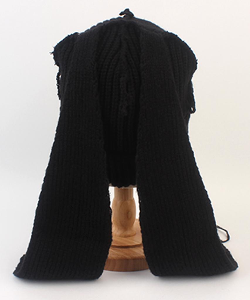 Yunibeosyeolkemiseuteuli Rabbit Long Ear Black Beanie Rabbit Beanie