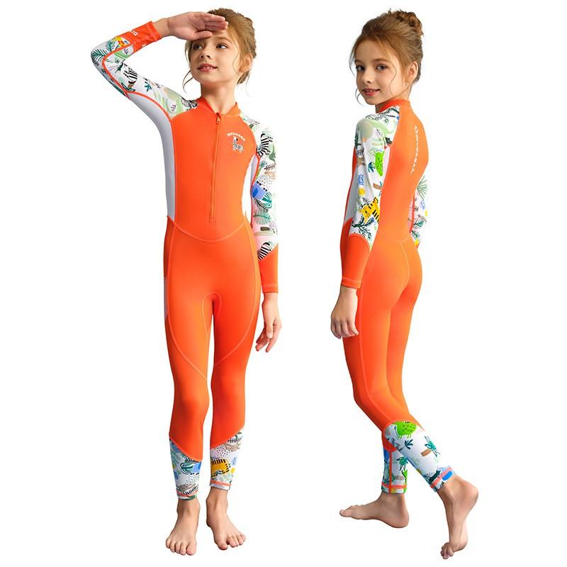 Dětský jednodílný plavky Dlouhý rukáv Ochrana proti slunci Rychleschnoucí Prodyšný Dívčí tréninkový Potápění Surfing Oblek proti medúzám Potápění