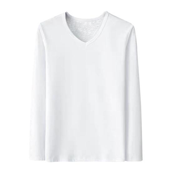 Men Thermal Shirt Fall Winter Base Layer Shirt Fleece Lined V-Neck Pullover Solid Color Warm Long Sleeve Tee Shirt for Daily Wear Sports