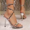 Fashion Sexy Pumps Sandals Female Party Thin Super High Heels Shoes for Women Solid Leather Lace Up Summer Shoes Plus Size