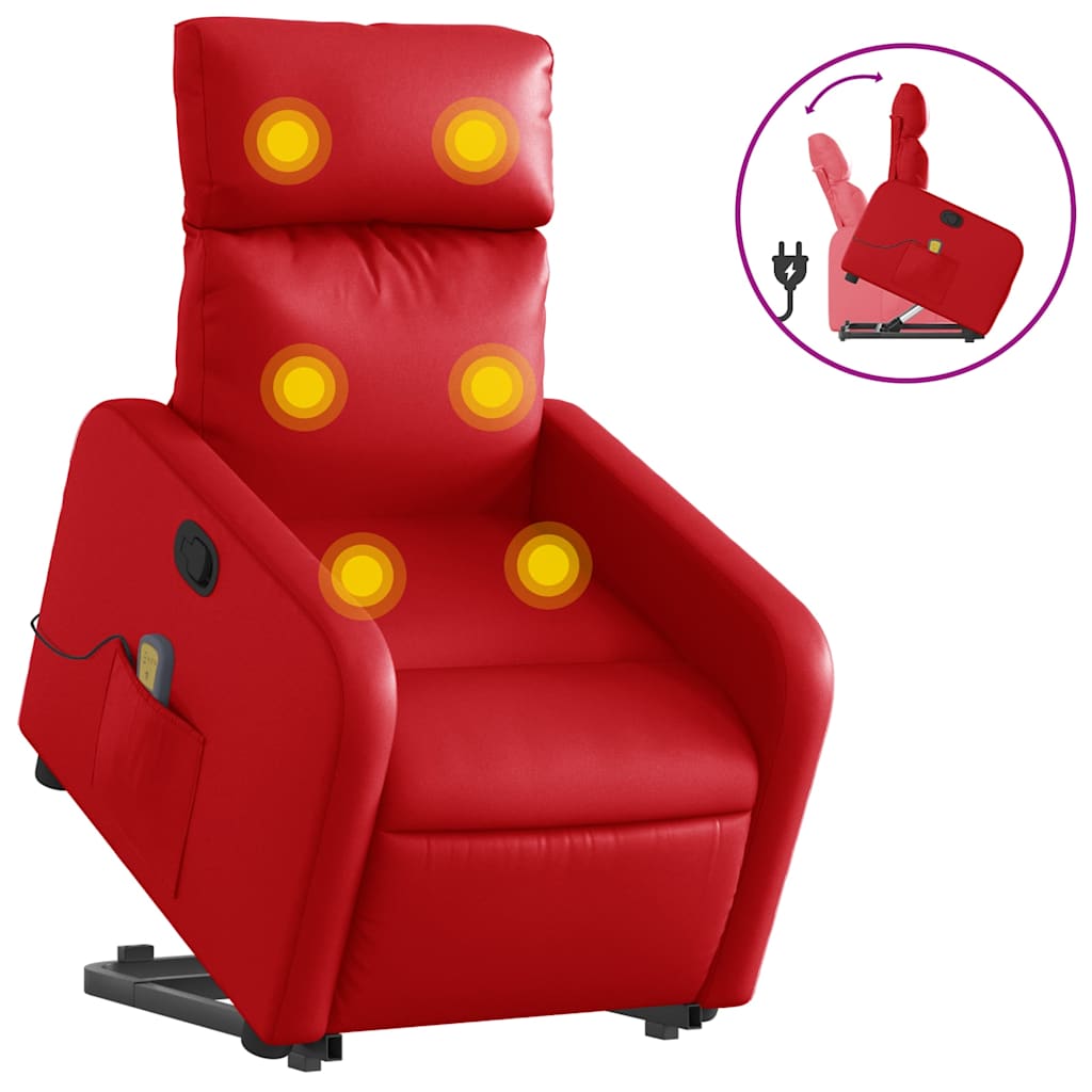 Recliner with Lift Function Red Faux Leather