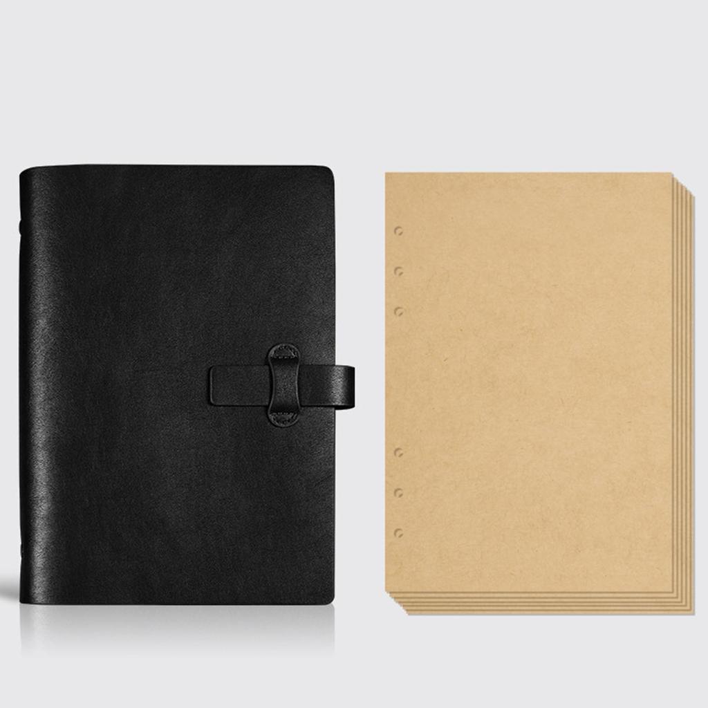 A5 Student Leather Loose-leaf Notebook, Work Notepad, Lined/grid/blank Pages, Business Meeting Record Book, Diary, Subject Notes