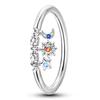 Rings 925 Silver Star Moon Colorful Sparkling Zircon Simple Rings For Women Exquisite Wedding Engagement Birthday Jewelry Gifts