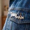 Fashion Cute Cat Family Brooch Minimalist Backpack Brooch Vintage Animal Pin  Scarves