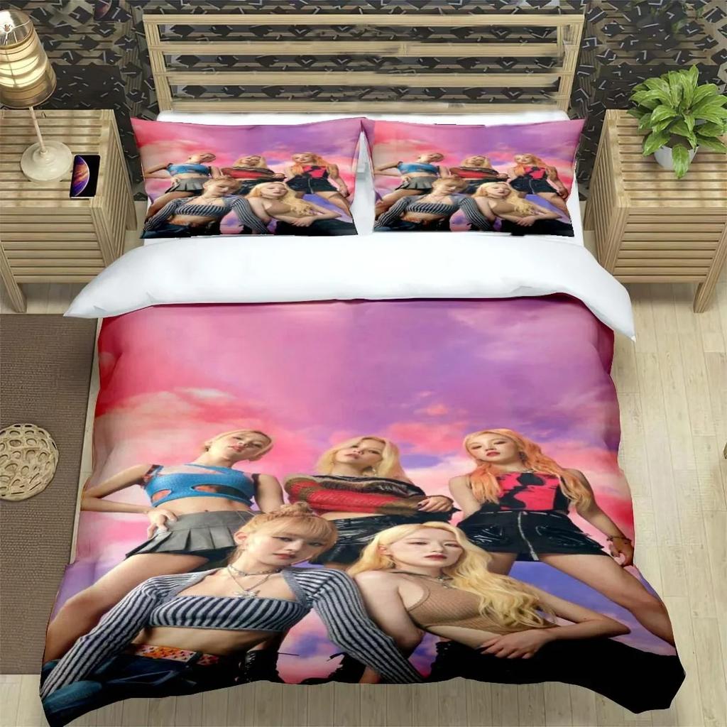 Korean Kpop Girl Group-Yuqi-SoyeonMiyeon-Suyin-Shuhua Print Bedding Set Duvet Cover Comforter Bed Youth Kids Girl Boys Gift