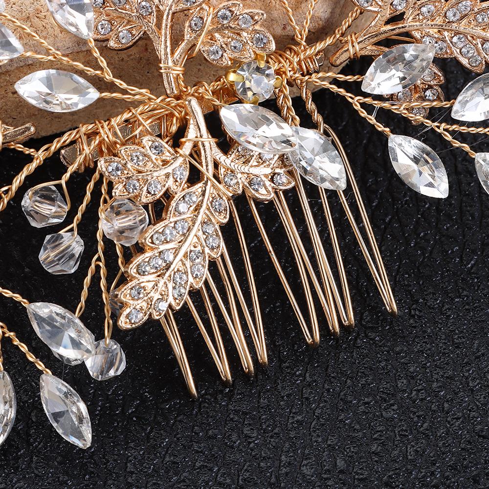Delicate Pearl Leaves Tiara Wedding Bridesmaid Hair Combs Headpiece Flower Hair Pin Bridal Clips