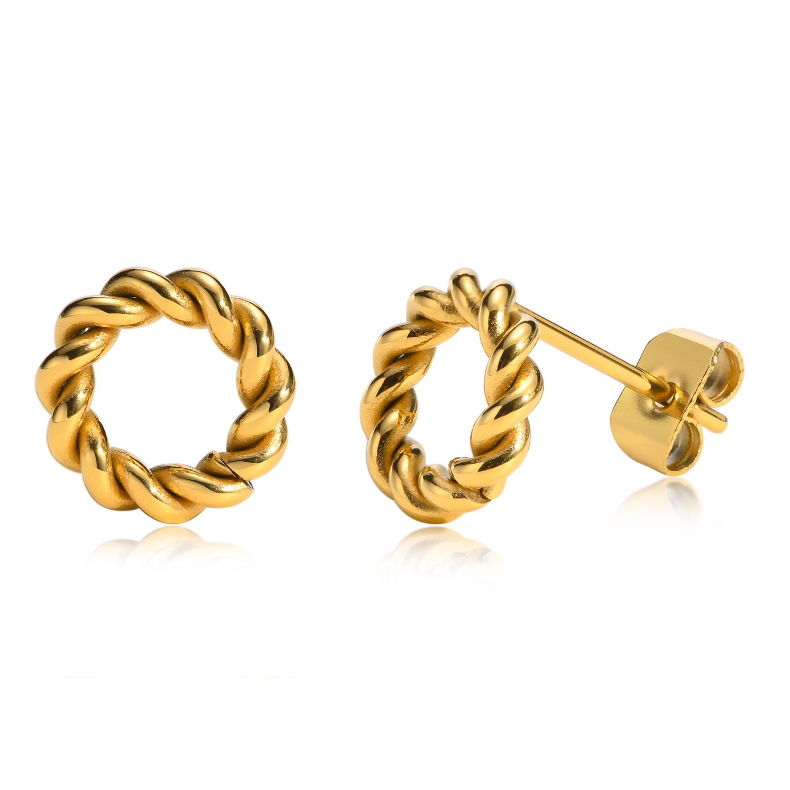 Circle Twist Hoop Stud Earrings, Stainless Steel Minimalist Earring Gifts for Women