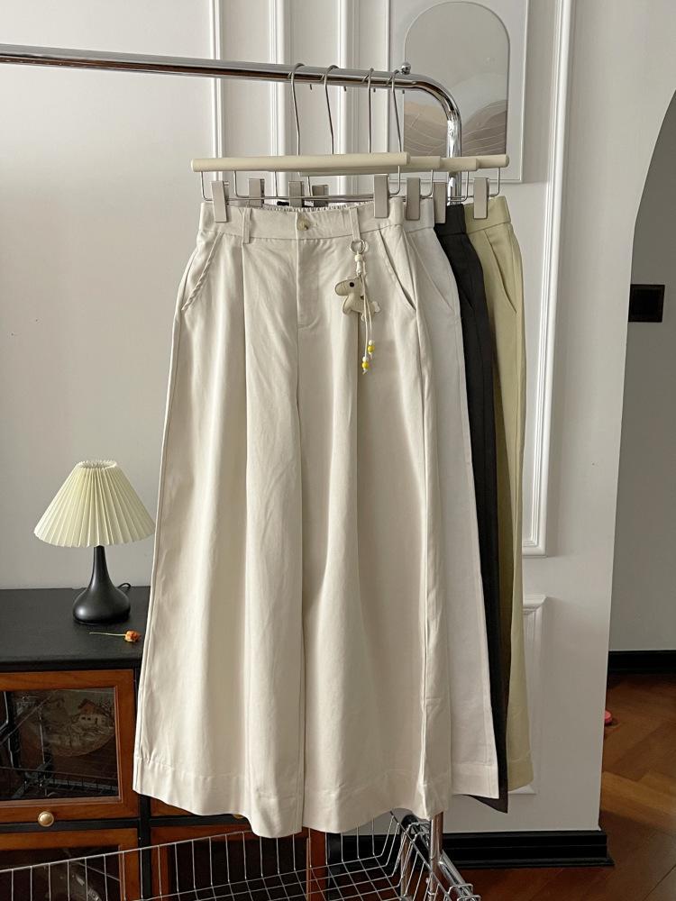

Women s Casual Wide-Leg Pants - Spring 2026 New Style, Popular Plane Tree Design, Straight Leg Medium абрикосовый