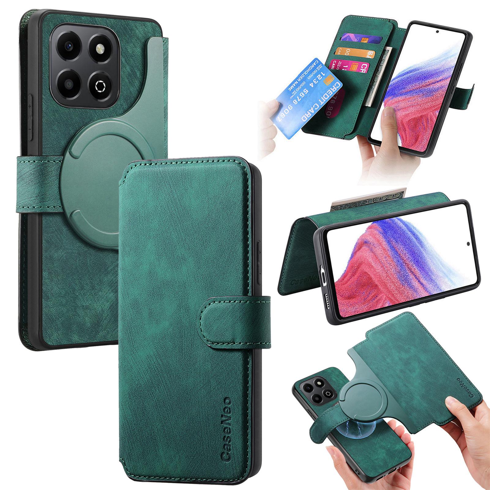

For Honor X6b 5G Magnetic Case CASENEO Detachable Leather Phone Wallet Cover Green