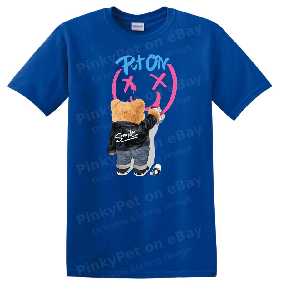 Cute Bear Graffiti T Shirt Graphic Art Smile Design Casual Streetwear Tee
