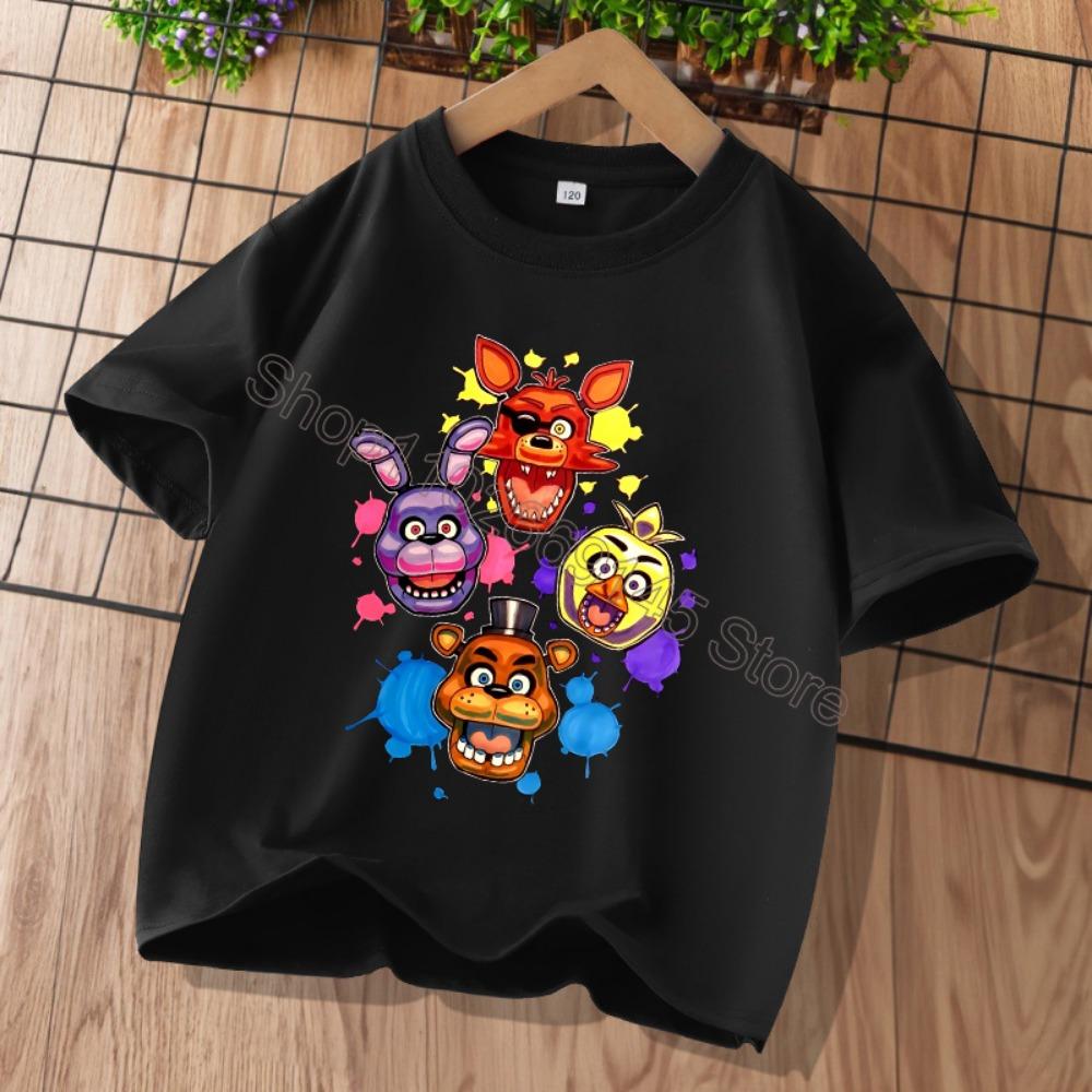 Nowe Koszulki Dziecięce Five Nights At Freddys T-shirt z Graficznym Rysunkiem FNAF Dziecięce Codzienne Sportowe Koszulki z Krótkim Rękawem Ubrania dla Dzieci