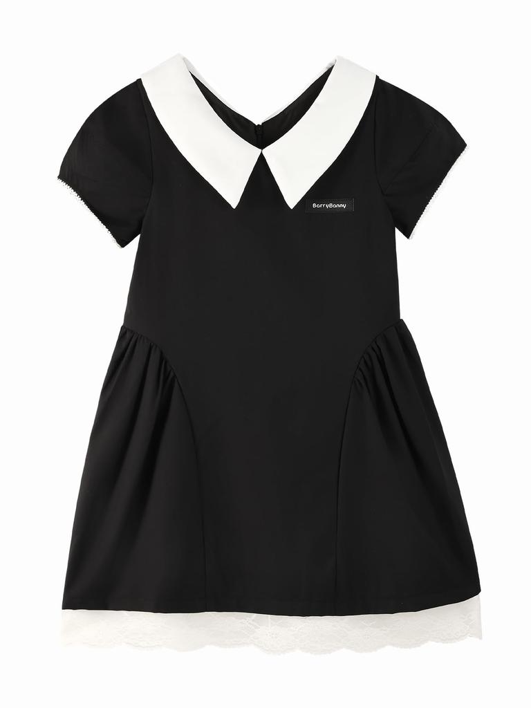 Barry Banny Formal Short Sleeve Puff Square White Lace Perfect for Size 140 Kids' Dress, Black, Sleeves, Collar, Collar, Hem, Lined, Recitals,